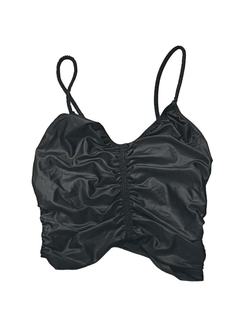 Alexander Wang Ruched V-Neck Halter Tank Top in Black